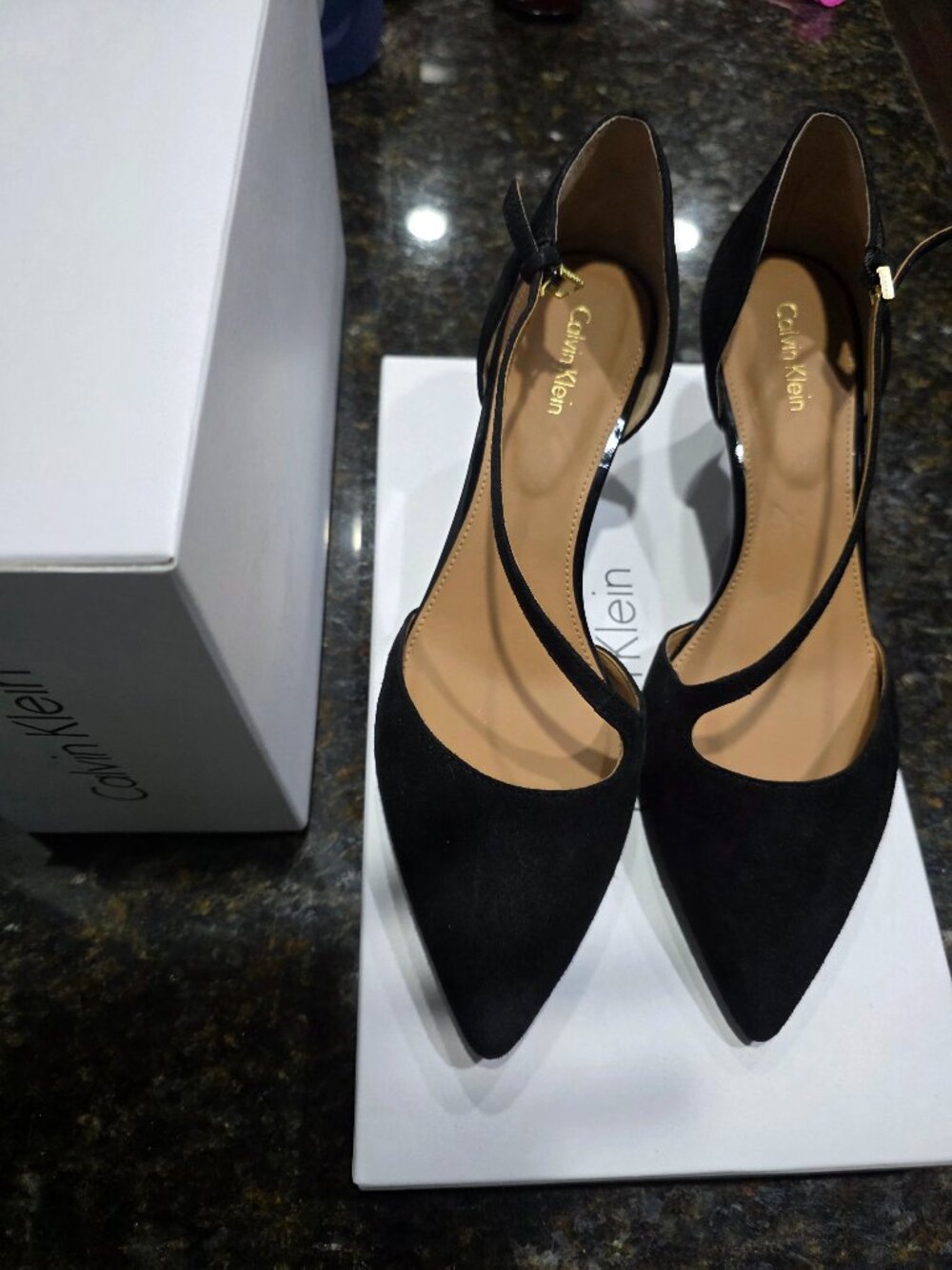 Calvin Klein Black Suede Page Pumps, size 8.5